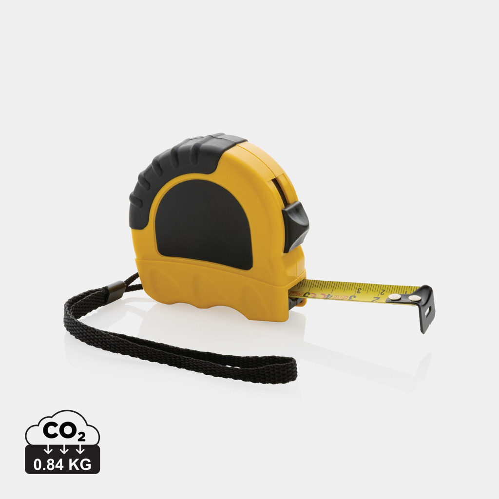 Mètre ruban 5M/19 mm en plastique recyclé publicitaire Jaune / Noir